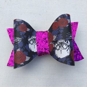 1 Pcs Hair Clip faux leather Glitter handmade Halloween